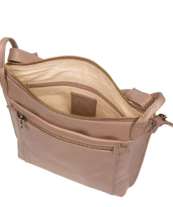 Rego' Natural Taupe Leather Cross Body Bag