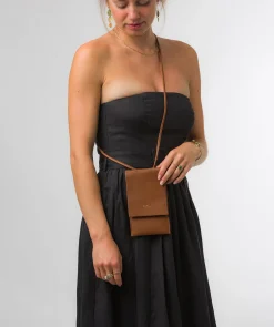 Rina' Oak Nappa Leather Cross Body Phone Bag