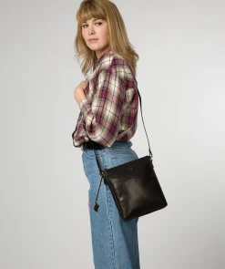 Rose' Black Leather Cross Body Bag