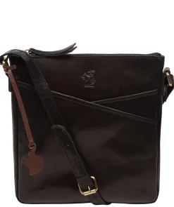 Rose' Black Leather Cross Body Bag