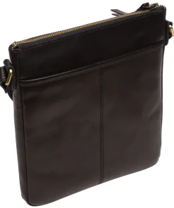 Rose' Black Leather Cross Body Bag
