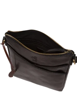 Rose' Black Leather Cross Body Bag