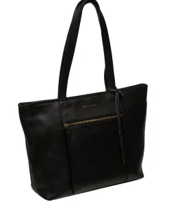 Roxby' Black Leather Tote Bag
