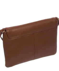 Ruby' Dark Tan Nappa Leather Cross Body Bag