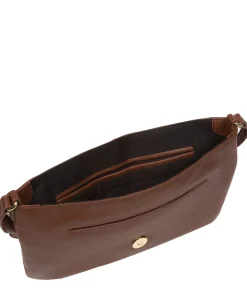 Ruby' Dark Tan Nappa Leather Cross Body Bag