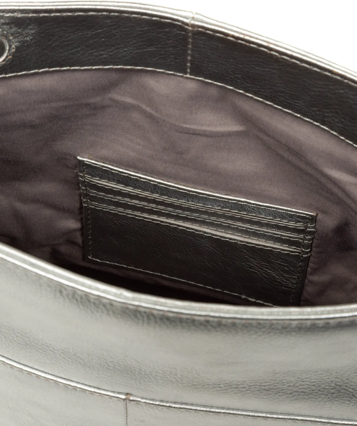 Sabella' Metallic Silver Leather Clutch Bag