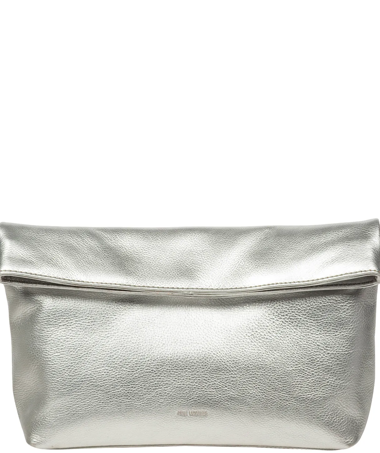 Sabella' Metallic Silver Leather Clutch Bag