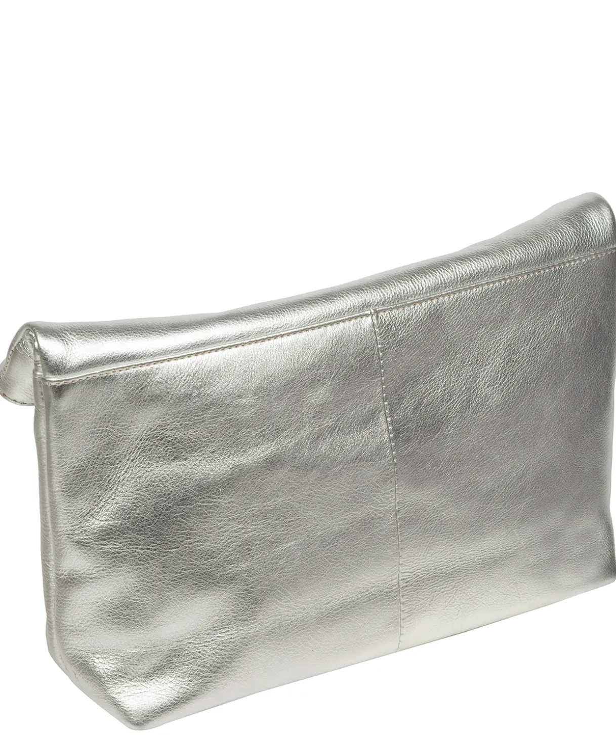 Sabella' Metallic Silver Leather Clutch Bag