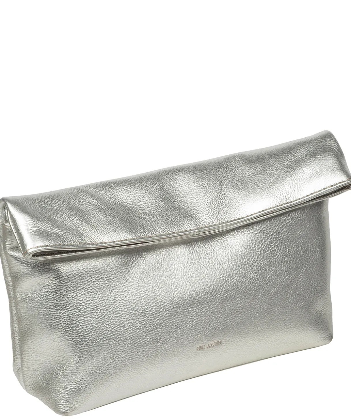 Sabella' Metallic Silver Leather Clutch Bag
