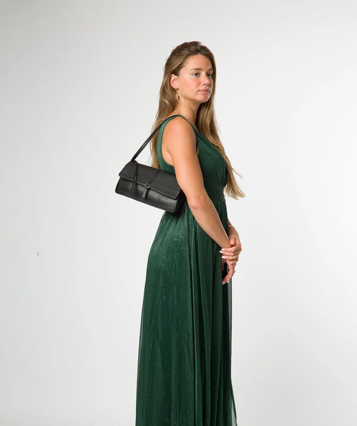 Sabina' Black Leather Grab Bag