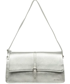 Sabina' Metallic Silver Leather Grab Bag