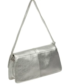 Sabina' Metallic Silver Leather Grab Bag