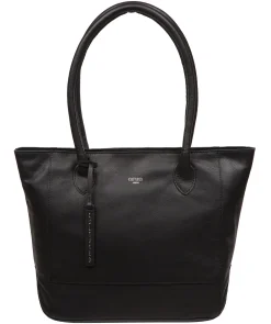 Sabine' Black Leather Tote Bag