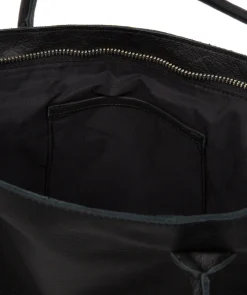 Sabine' Black Leather Tote Bag