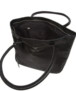 Sabine' Black Leather Tote Bag