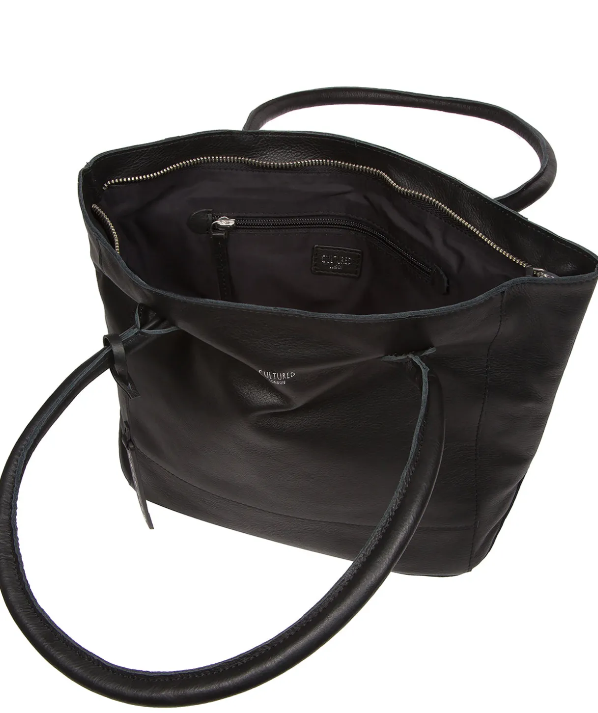 Sabine' Black Leather Tote Bag