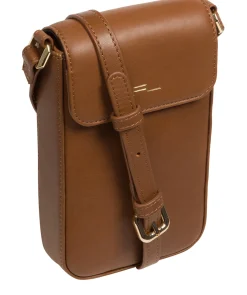 Selena' Chestnut Nappa Leather Cross Body Phone Bag
