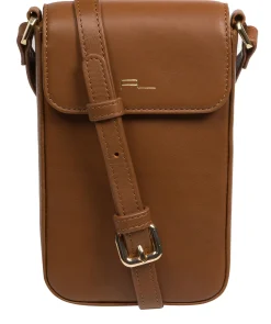 Selena' Chestnut Nappa Leather Cross Body Phone Bag