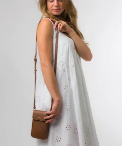 Selena' Chestnut Nappa Leather Cross Body Phone Bag