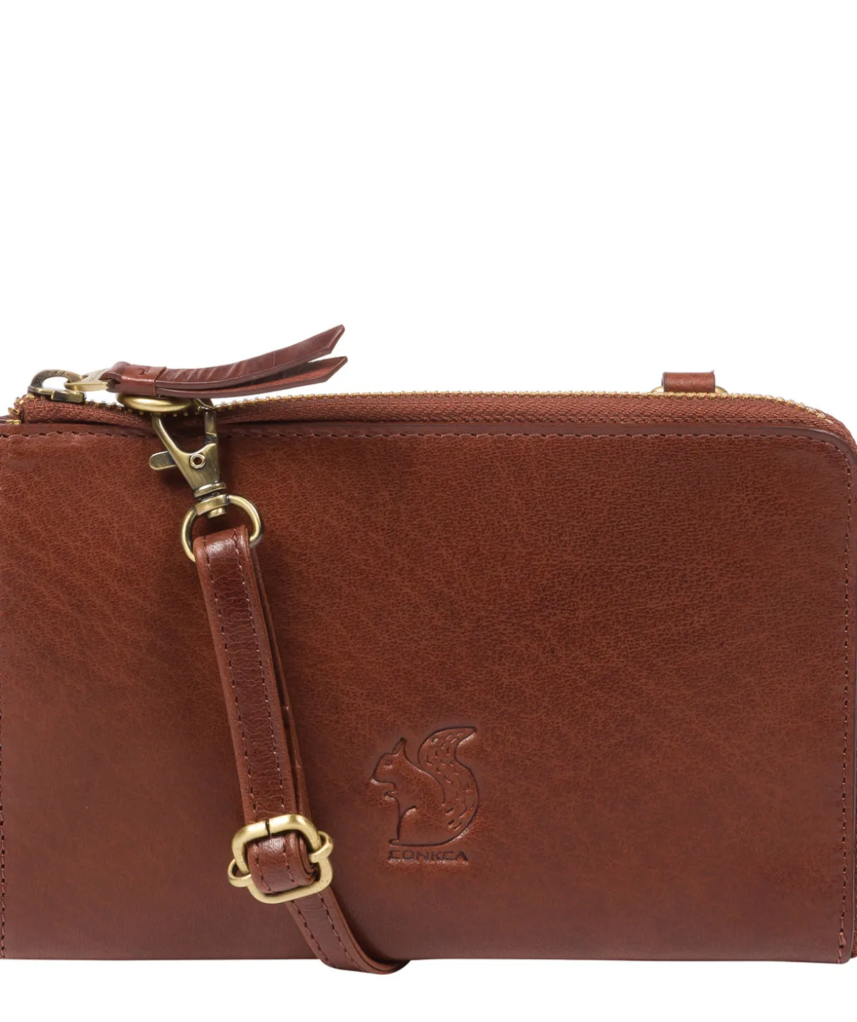 Senga' Conker Brown Leather Cross Body Clutch Bag