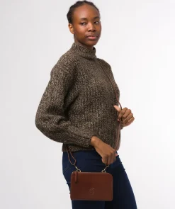 Senga' Conker Brown Leather Cross Body Clutch Bag