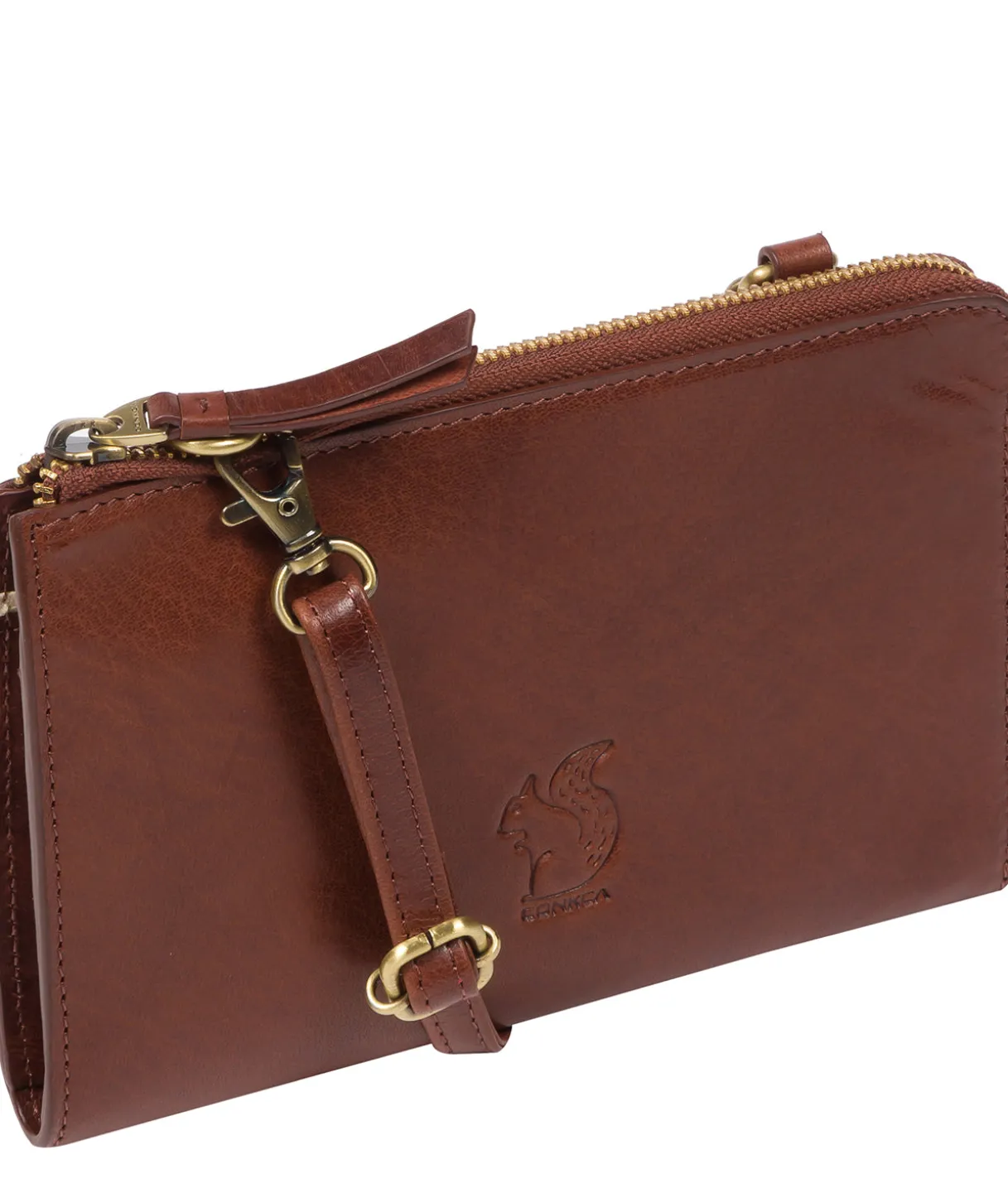 Senga' Conker Brown Leather Cross Body Clutch Bag