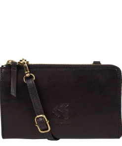 Senga' Navy Leather Cross Body Clutch Bag