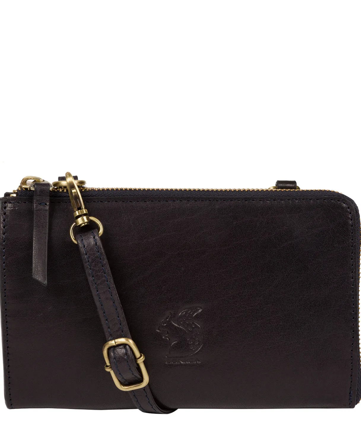 Senga' Navy Leather Cross Body Clutch Bag