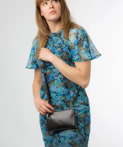 Senga' Navy Leather Cross Body Clutch Bag