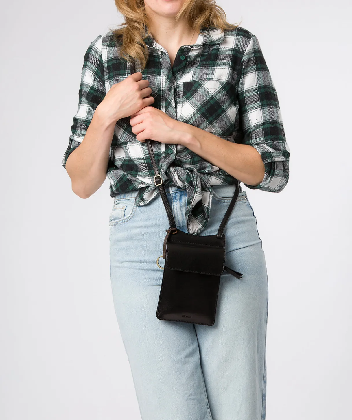 Seraphina' Black Leather Cross Body Phone Bag