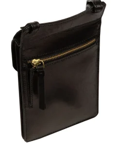Seraphina' Black Leather Cross Body Phone Bag