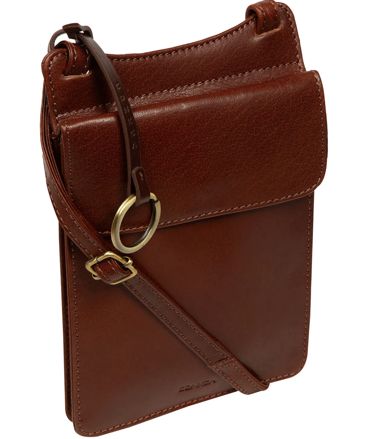 Seraphina' Conker Brown Leather Cross Body Phone Bag