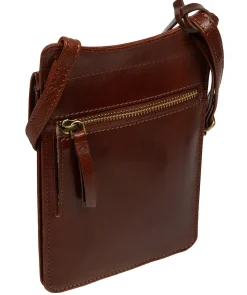 Seraphina' Conker Brown Leather Cross Body Phone Bag