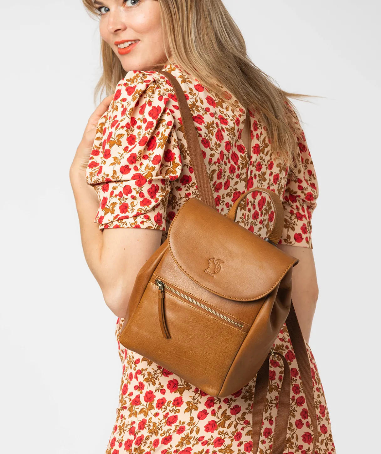 Simone' Dark Tan Leather Backpack