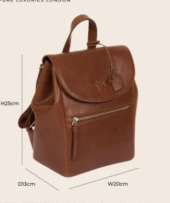 Simone' Dark Tan Leather Backpack