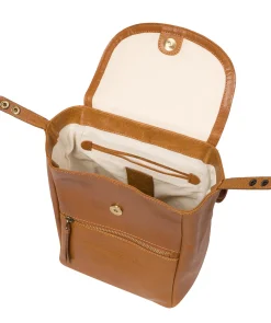 Simone' Dark Tan Leather Backpack