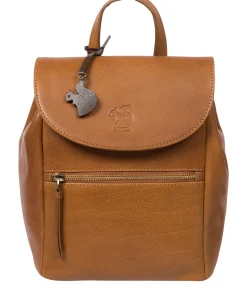Simone' Dark Tan Leather Backpack