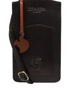 Siren' Black Leather Cross Body Phone Bag
