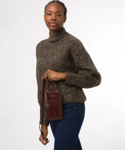 Siren' Conker Brown Leather Cross Body Phone Bag