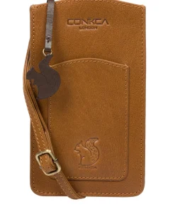 Siren' Dark Tan Leather Cross Body Phone Bag
