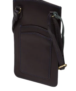 Siren' Navy Leather Cross Body Phone Bag