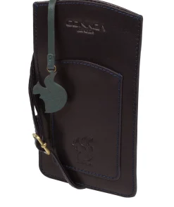 Siren' Navy Leather Cross Body Phone Bag
