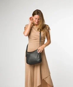 Sloane' Black Leather Cross Body Bag