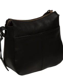 Sloane' Black Leather Cross Body Bag