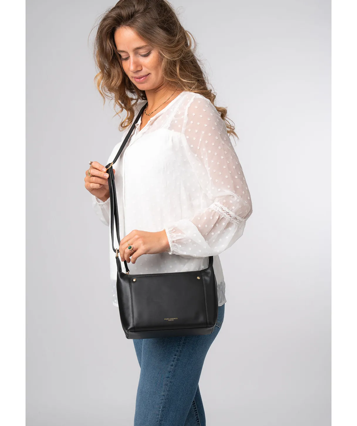Sofia' Black Leather Cross Body Bag