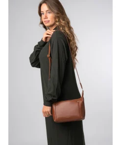 Sofia' Caramel Leather Cross Body Bag