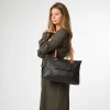 Solange' Black & Rich Tan Leather Tote Bag