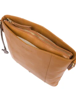 Sol' Dark Tan Leather Cross Body Bag