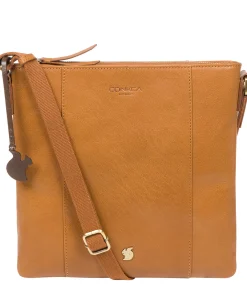 Sol' Dark Tan Leather Cross Body Bag