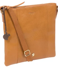 Sol' Dark Tan Leather Cross Body Bag